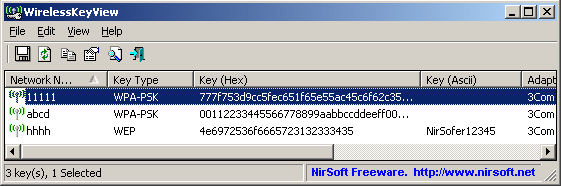 WirelessKeyView 1.68 (для 32-битной версии Windows)